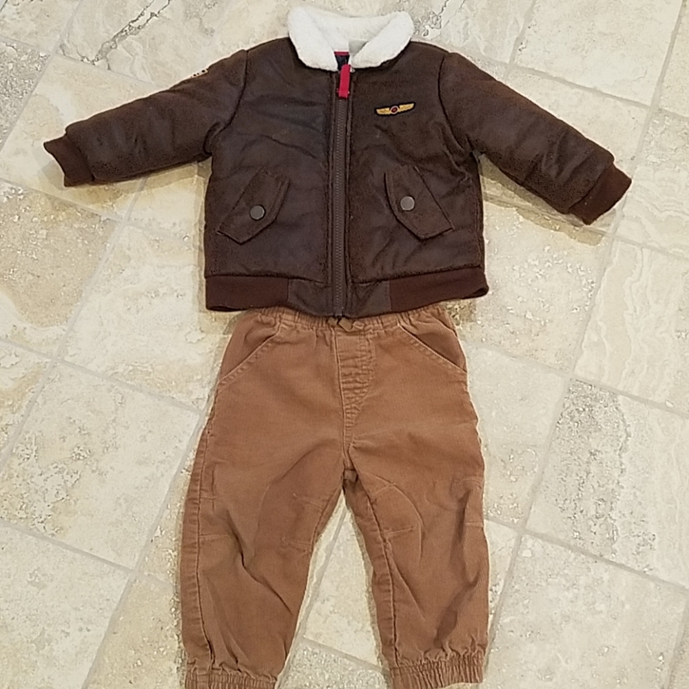 Baby bomber jacket and corduroy pants